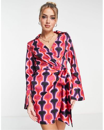 In The Style Wrap Shirt Dress - Red