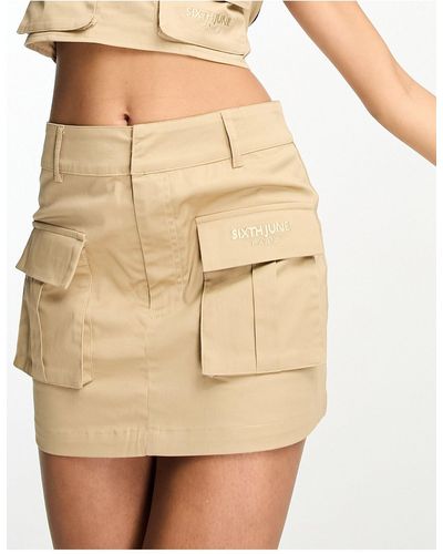Sixth June Cargo Mini Skirt - Natural