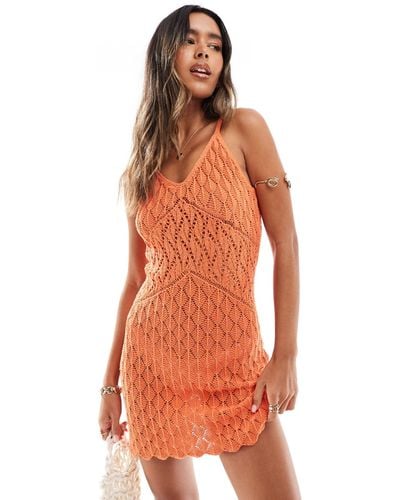 Superdry Crochet Cami Mini Dress - Orange