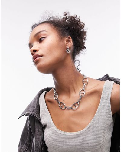 TOPSHOP Noky Oval Link Chain Necklace - White