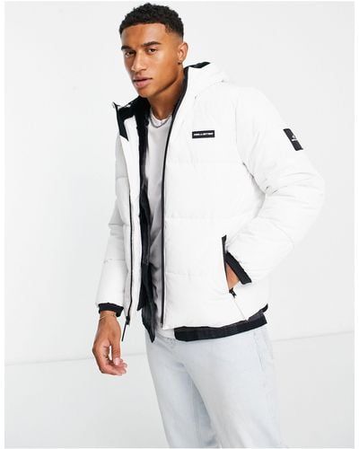 Hollister Borg Lined Heavyweight Hooded Puffer Jacket - White