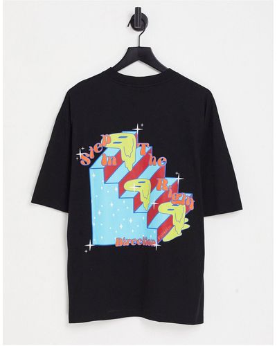 Collusion Oversized T-shirt Met Neonprint - Blauw