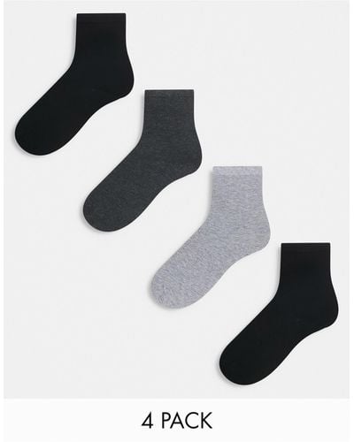 Lindex Confezione da 4 paia di calzini alla caviglia grigi e neri - Multicolore