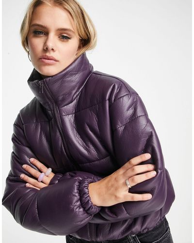 JJXX Faux Leather Padded Jacket - Purple