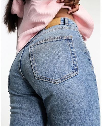 Pull&Bear – bequeme jeans mit hohem bund und geradem bein - Blau
