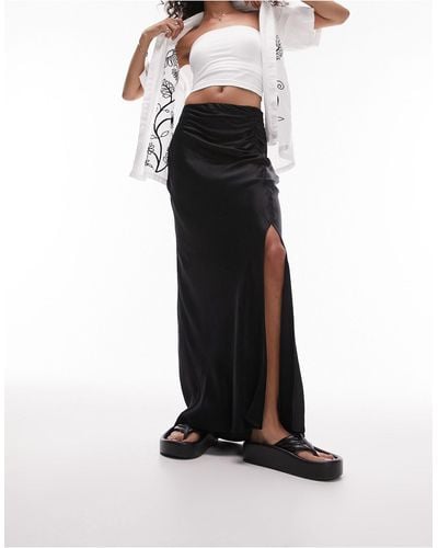 TOPSHOP Ruched Side Maxi Skirt - Black