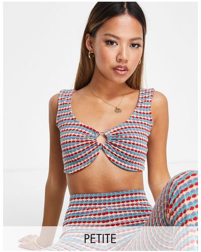 River Island Crop top a righe - Rosso