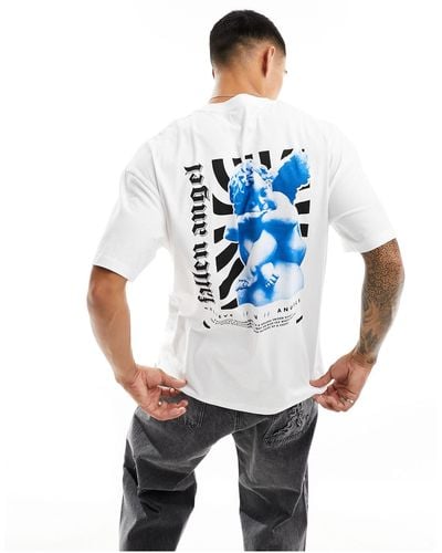 ADPT Super Oversized T-shirt With Angel Back Print - Blue