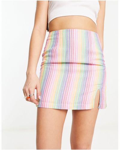 Daisy Street Minifalda a rayas estilo arcoíris - Rosa