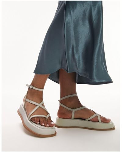 TOPSHOP Jen - Leren Sandalen Met Smalle Bandjes - Blauw