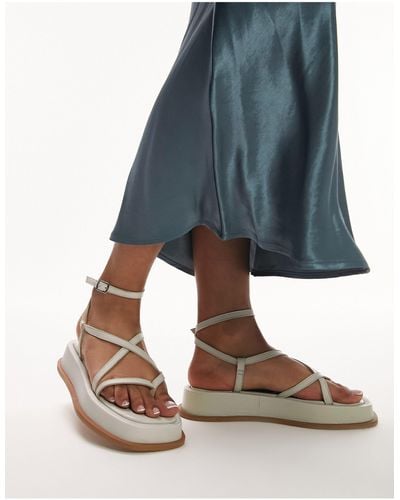 TOPSHOP – jen – riemchen-sandalen aus leder - Blau