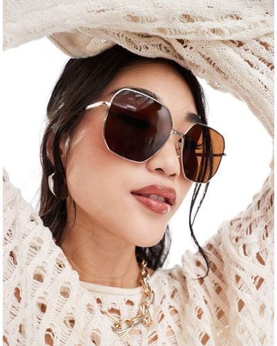 & Other Stories Oversized Square Rimless Sunglasses - Metallic