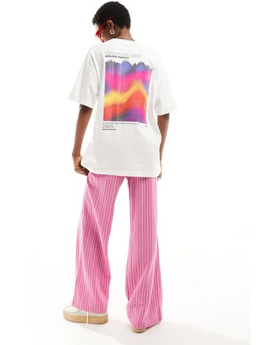 Converse Colourful sound waves - t-shirt bianca con stampa - Rosa