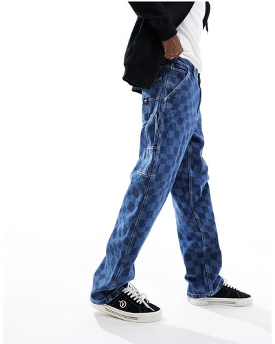 Vans Drill chore carp - jeans indaco a scacchi - Blu