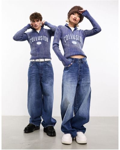 Collusion X015 Low Rise baggy Jeans - Blue