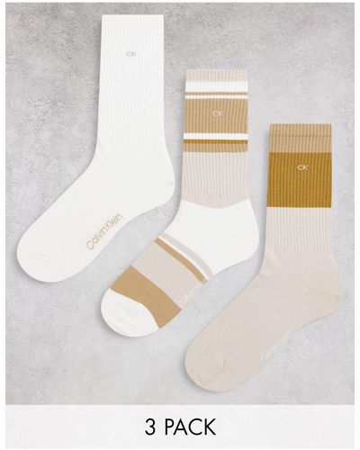 Calvin Klein Cotton Blend 3 Pack Socks - White