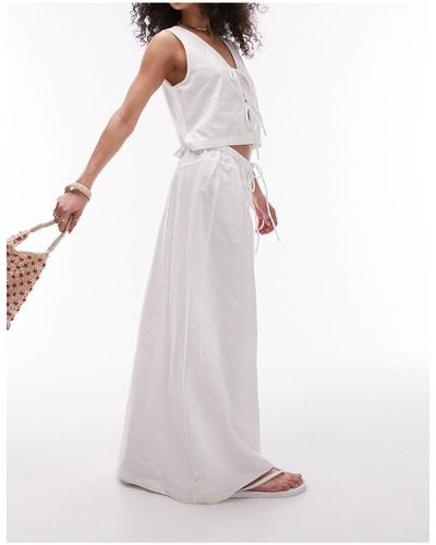 TOPSHOP Co-ord Linen Blend Beach Maxi Skirt - White