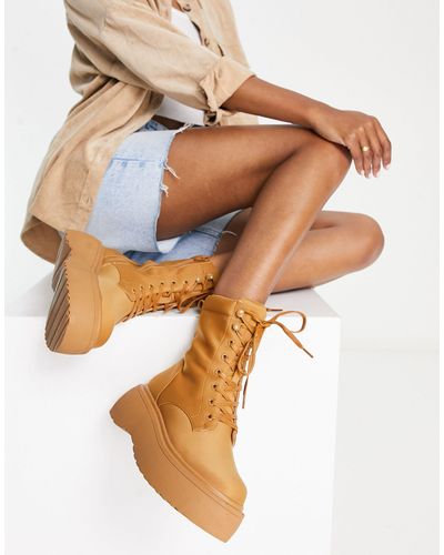 ASOS Astrid Lace Up Boots - Natural