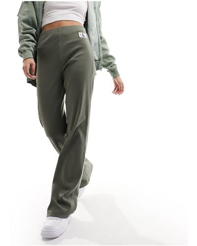 Calvin Klein Woven Label Straight Leg Trousers - Green