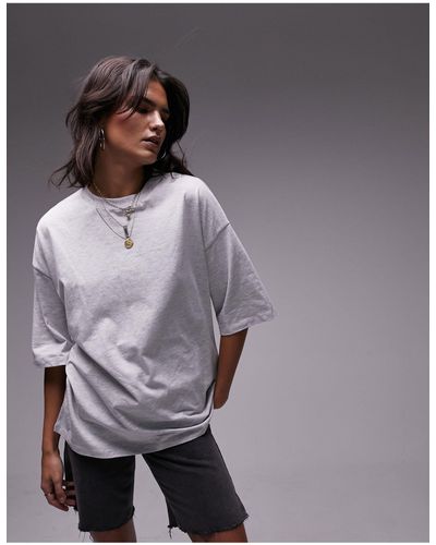 TOPSHOP T-shirt oversize - chiné - Blanc