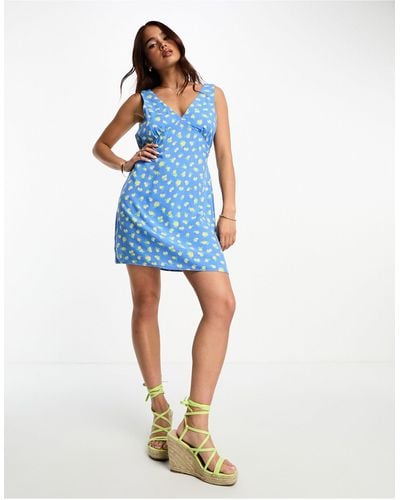 Nobody's Child Harriet Lemon Print Mini Dress - Blue
