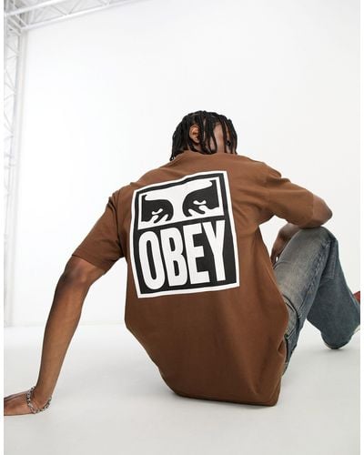 Obey Icon Eyes Backprint T-shirt - Brown