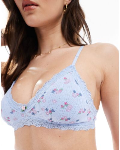 Cotton On Cotton On Cotton Lace Triangle Padded Bralette - Blue