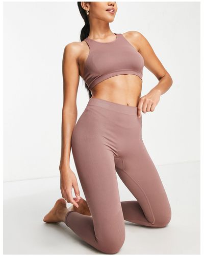 Weekday Celestia - leggings da yoga senza cuciture color caffè - Marrone