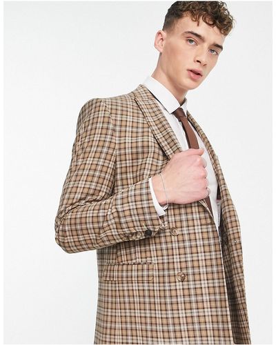 Twisted Tailor Mepstead - giacca da abito doppiopetto beige a quadri principe di galles - Bianco