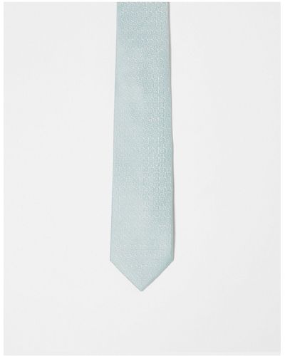ASOS Cravate fine à motif clé grecque - sauge - Blanc