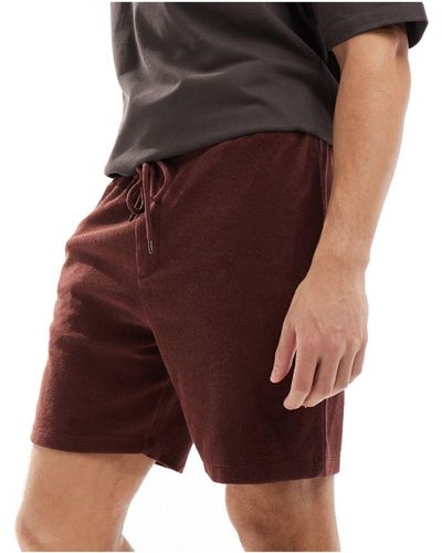 ASOS Slim Towelling Shorts - Brown