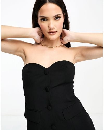 Y.A.S Bandeau Button Through Tailored Waistcoat Co-ord - Black