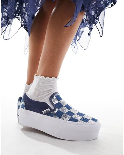 Vans Classic Slip-on Glitter Sneakers - Blue