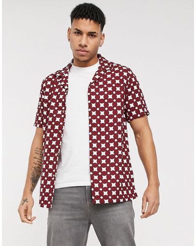 ASOS Regular-fit Overhemd Met Geometrische Print - Rood