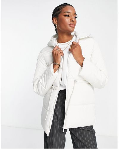 SELECTED Femme - giacca imbottita color crema allacciata - Bianco