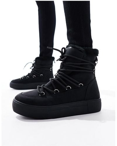 London Rebel Après-ski style chaussures - Noir