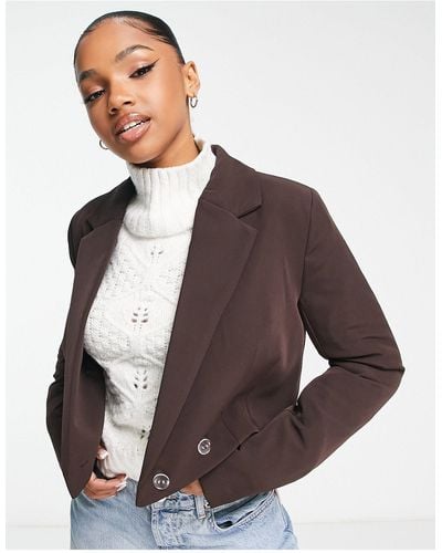 New Look Cropped Blazer - Brown