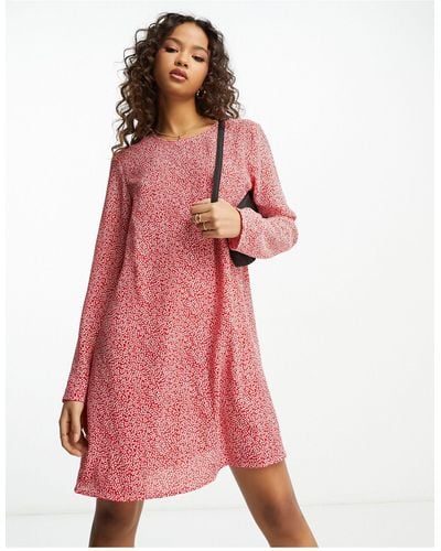 Glamorous Long Sleeve Smock Dress - Pink