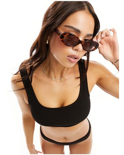 & Other Stories Mix And Match Crinkle Square Bikini Top - Black