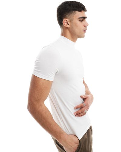 ASOS Muscle Fit T-shirt With Turtle Neck - White