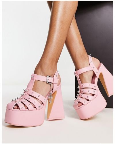 Koi Footwear Koi Angel Mist Caged Platform Sandals - Pink