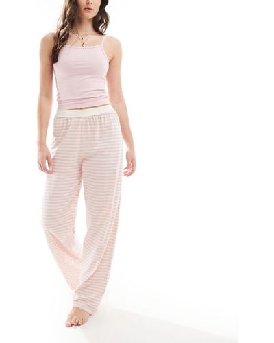 ASOS Mix & Match Pyjama Trouser With Exposed Waistband And Picot Trim - Pink