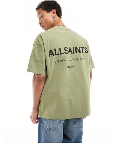 AllSaints Camiseta verde extragrande underground exclusiva en asos