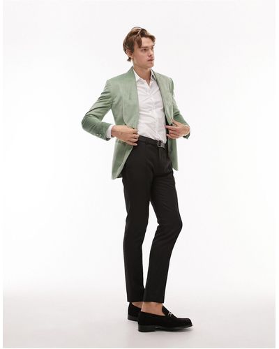 TOPMAN Blazer monopetto skinny con collo sciallato - Verde