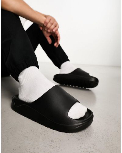 Pull&Bear Slippers Met Dikke Zool - Zwart