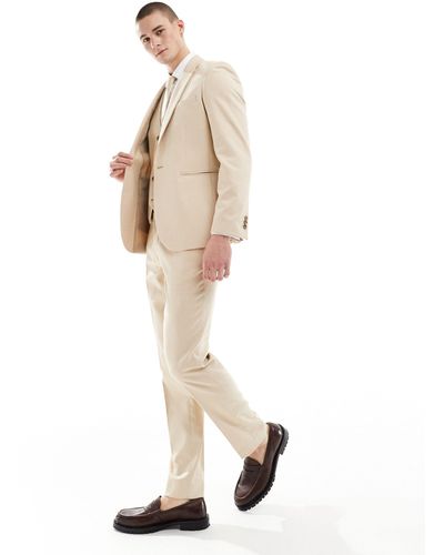ASOS Wedding Slim Suit Trousers - Natural