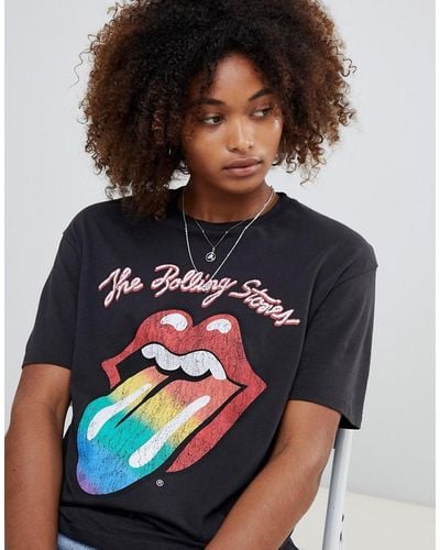 Pull&Bear Camiseta con arcoris de los Rolling Stones de - Negro