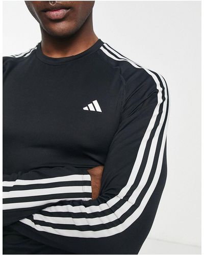 adidas Originals Adidas - Training - Tech Fit - T-shirt Met 3-stripes En Lange Mouwen - Zwart