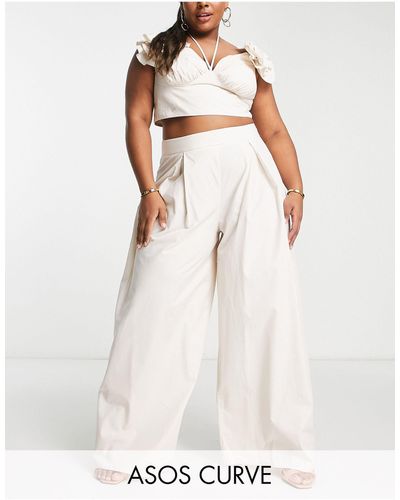 ASOS Curve Co-ord Wide Leg High Waist Trousers - White