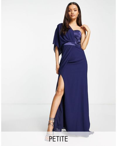 TFNC London Bridesmaid One Shoulder Chiffon Maxi Dress - Blue